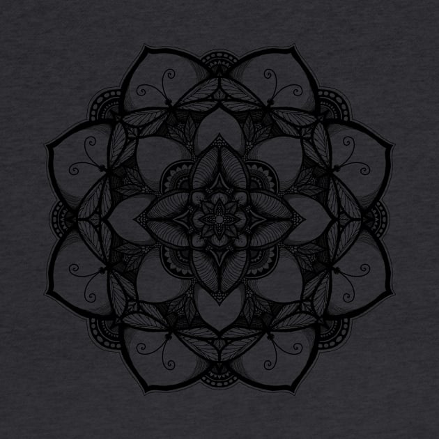 Black and white dragonfly mandala by stickypixie